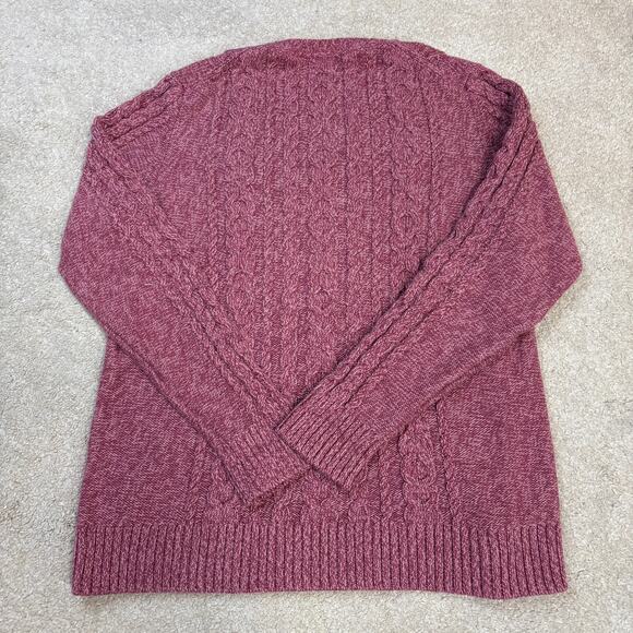 L.L. Bean Women's Double L Crewneck Cable Sweater Pink Size L - Picture 3 of 5